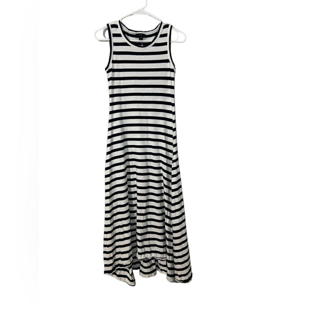 J Crew High-Low Maxi Dress Blue White Stripe Sleeveless Women's XS - Picture 4 of 9
